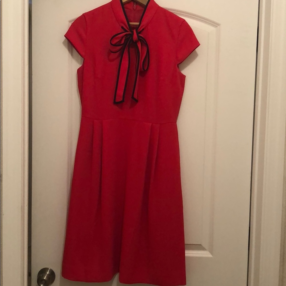 J Crew red and blue dress with bow